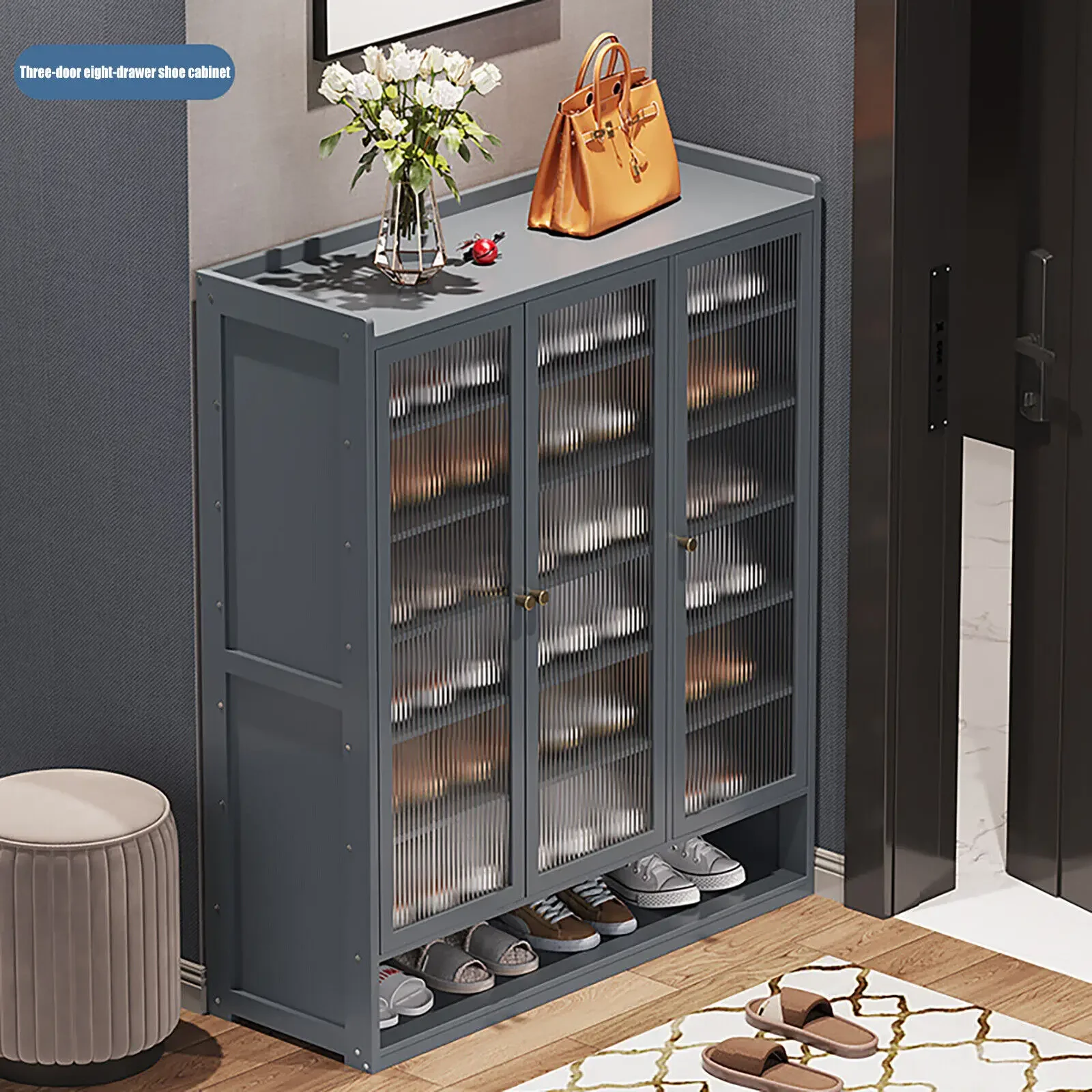 Freestanding Shoe Rack Storage Cabinet Entryway Slippers Organizer Plant Shelf