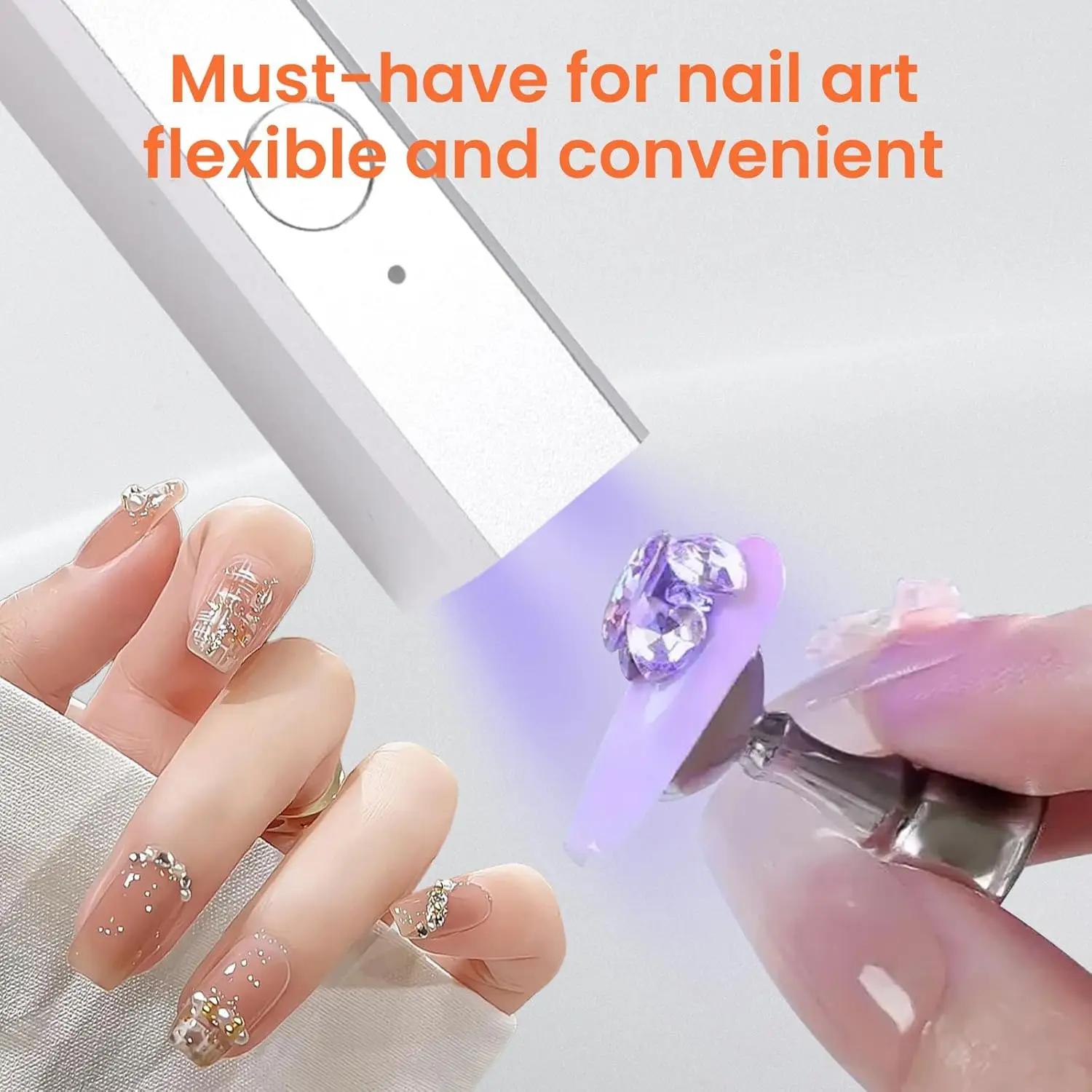 ضوء صغير للأشعة فوق البنفسجية لأظافر الجل مع حامل مغناطيسي، شاشة LCD، مصباح أظافر محمول قابل لإعادة الشحن