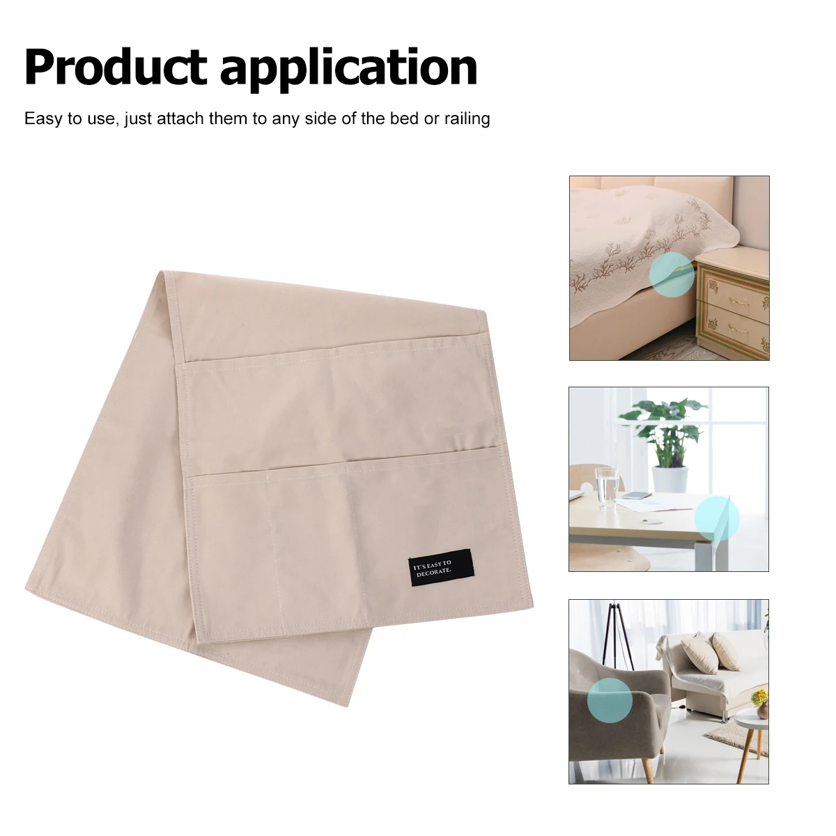 

1pc Sofa Armrest Bag Cotton Fabric Storage Organizer For Remote Control Side Sling Reusable Simple Design Space Saving Home