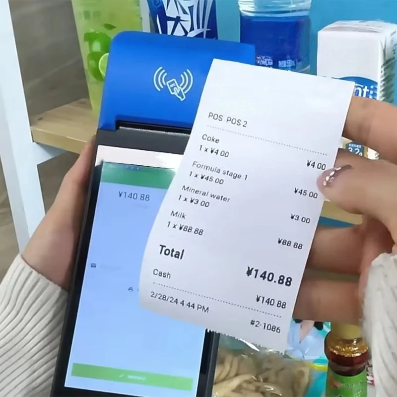 F1-99 64-bit GMS touch screen handheld mobile Pos end point Android 14 supermarket checkout page pos machine with printer