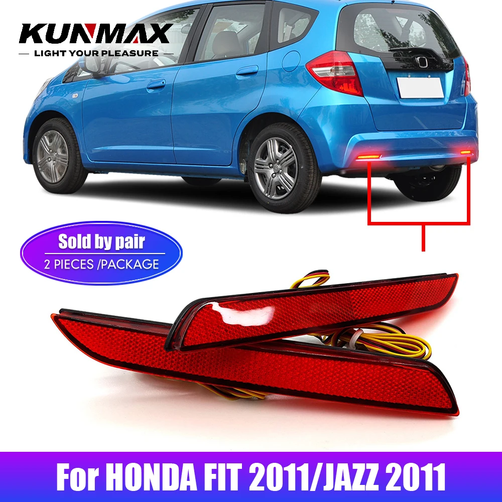 2 Luces LED Reflectoras para Parachoques Trasero de Coche para HONDA FIT JAZZ 2011, Luces DRL Traseras, Luces de Freno, Accesorios, Rojo, Negro, Blanco
