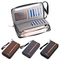 Colorblock Canvas Zipper Clutch Bag Vintage Men's Long Wallet Large Capacity Multi-Slot Card Holder Multi-Function Coin Purse