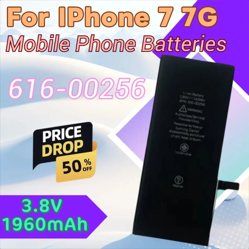 

High Quality New 616-00256 Battery 3.8V 1960mAh for IPhone 7 7G Accessory Replacement Bateria