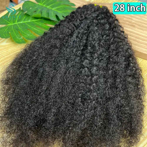 Imagen 2 del producto Extensiones de cabello humano rizado Afro crudo 4C, rizado virgen negro Natural, 100% suave, paquete de tejido de cabello humano, trama de extensión de cabello