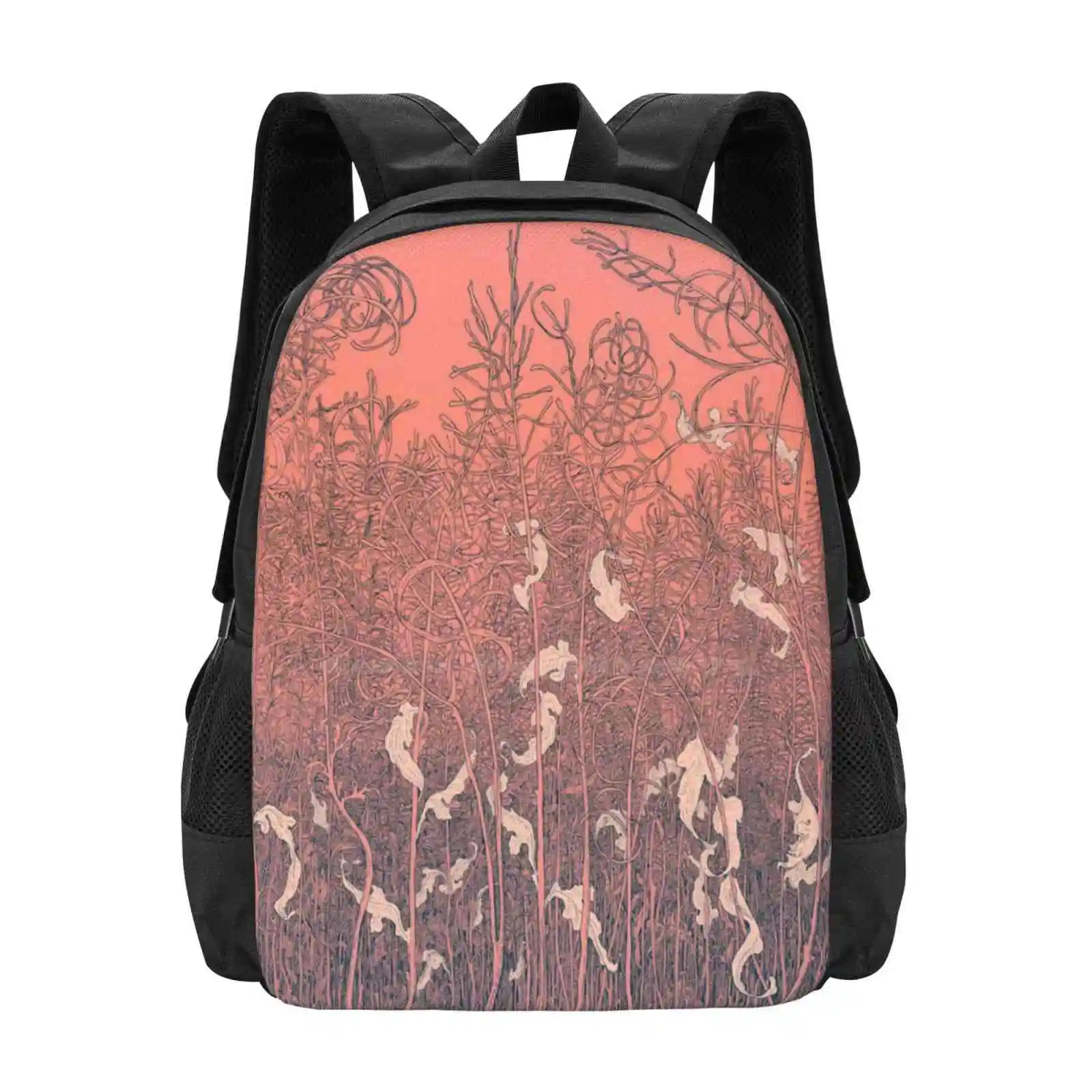 Sunrise Herbs Hot Sale Schoolbag Backpack Fashion Bags Floral Abstract Graphic Ink Plants Delicate Pattern Minimalist Leaves