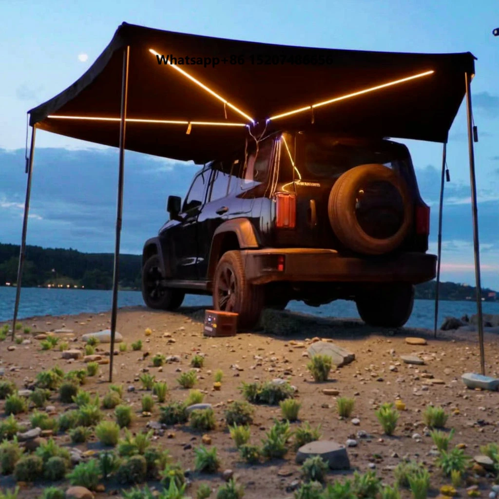 Outdoor Camping Car Side Awning Four-season Retractable Built-in LED Light Roof Rack Oxford Roof Rack Awning