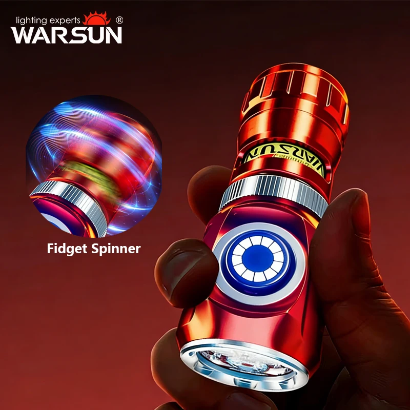 Warsun FXXF Fidget Spinner LED Flashlight Rechargeable 18350 Super Bright USB Light Waterproof Torch for Hiking Camping 900MAH