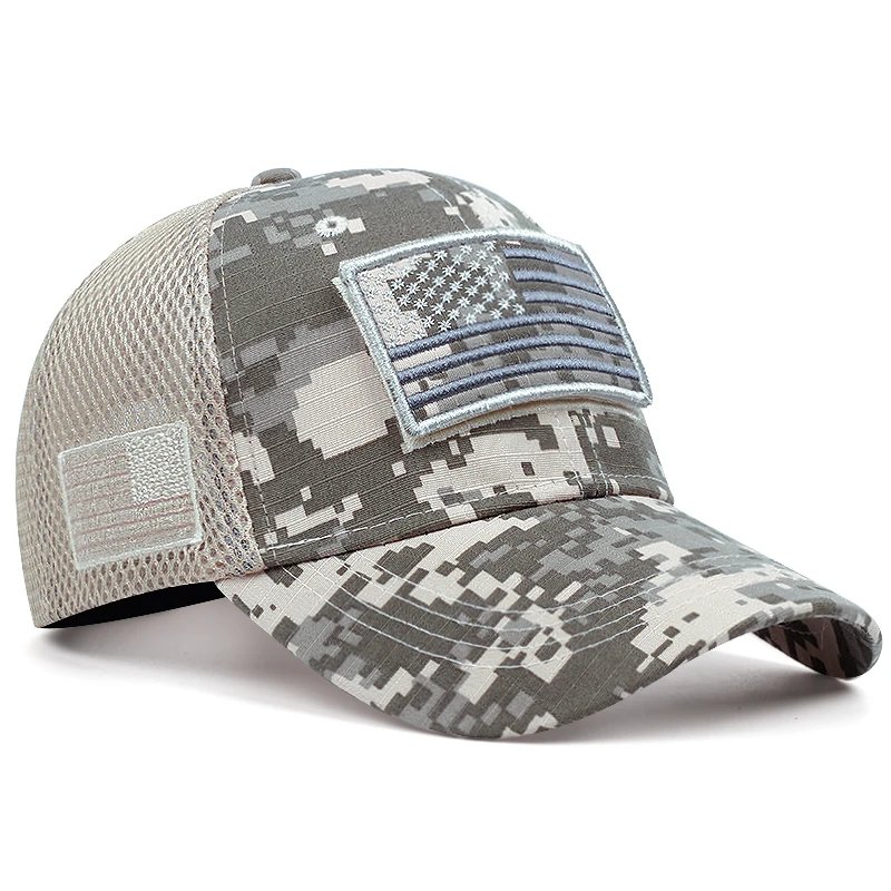 American Flag Camouflage Baseball Caps For Men Net Hat Men Removable Patch Fashion Snapback Hats For Women Casual Golf Cap Male