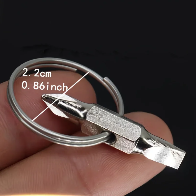 1pc Mini Metal Multi-functional Pocket Repair Tool, Portable Keychain Screwdriver Set with Slotted & Phillips Cross