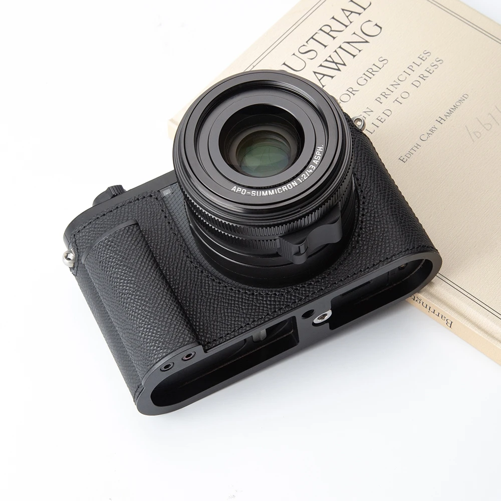 Q3 Ostrich Leather Protective Case Q Genuine Leather Half Case Q343 Half Bag Handmade Camera Bag for Leica Q Q3 Q3 43 Case