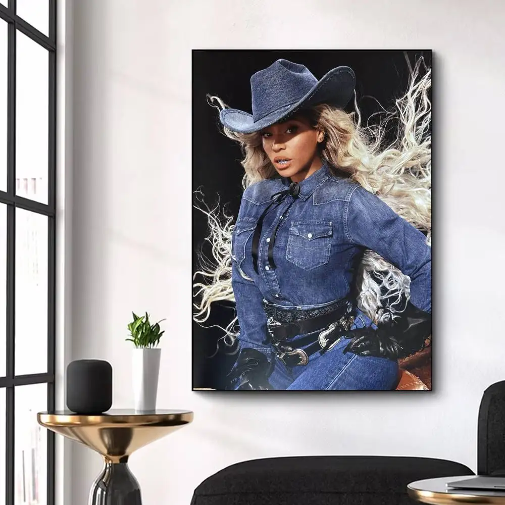 Beyonce Cowboy Poster Waterproof Wall Art Sticker For Bar Living Room Vintage Decor High Quality Print Gift