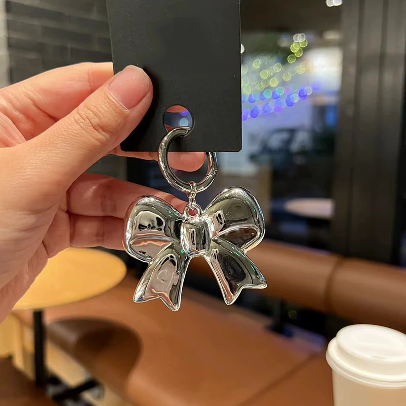 Simple Acrylic Large Bowknot Keychain for Bag Sweet Temperament Black Red Bow Knot Keyring Pendant Versatile Phone Accessories