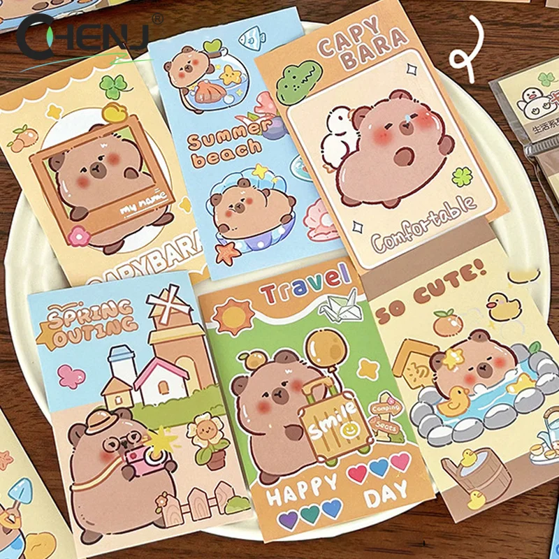 20Sheets Cute Cartoon Capybara Mini Hand Account Stickers Portable Pocket Stickers DIY Decoration Stickers School Supplies Gifts