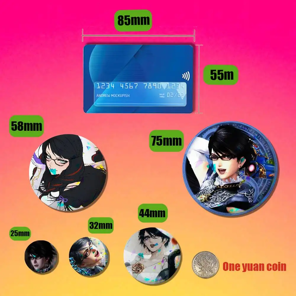 For Bayonetta Jeanne Badge Cover Custom Pin Insignia Emblem Round Button 58mm 44mm Laser Film