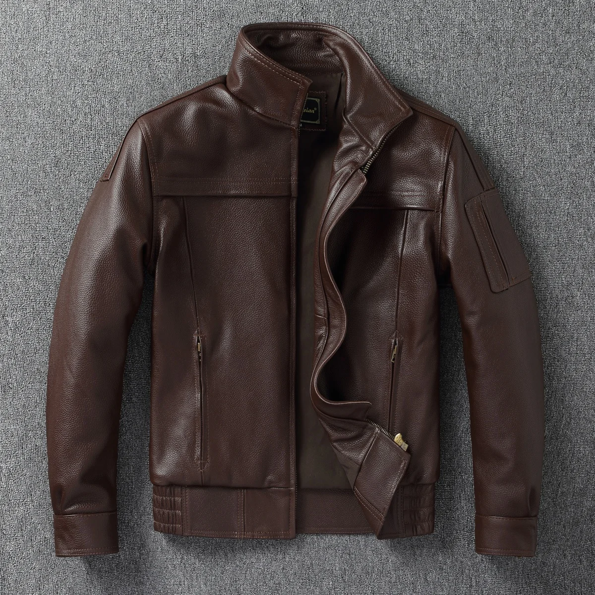 

2025 New 02-Style Classic Luxury Flight Jacket, Men's Genuine Leather Convertible Collar Short Casual Coat