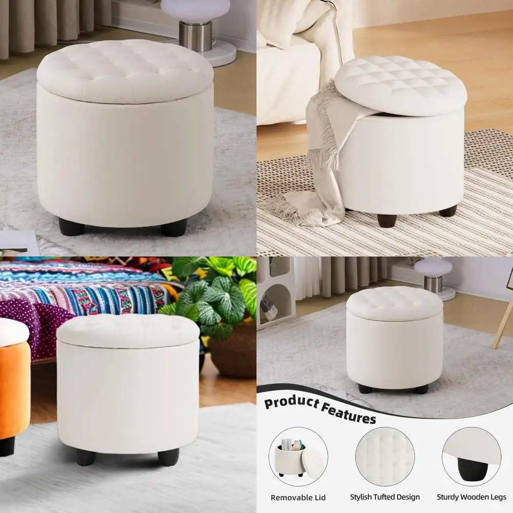 مسند دائري من البولي يوريثان مع تنجيد معنقدة بزر، مسند تخزين، غطاء قابل للإزالة، مسند قدم كلاسيكي #1