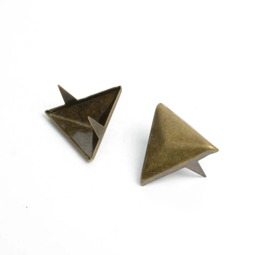 Antique Bronze Triangle Metal Studs Rivet, Punk Jewelry,Shoes,Bags, Belt Cap Clothes, Garment Sewing Rivet, DIY, 100Pcs, 14mm