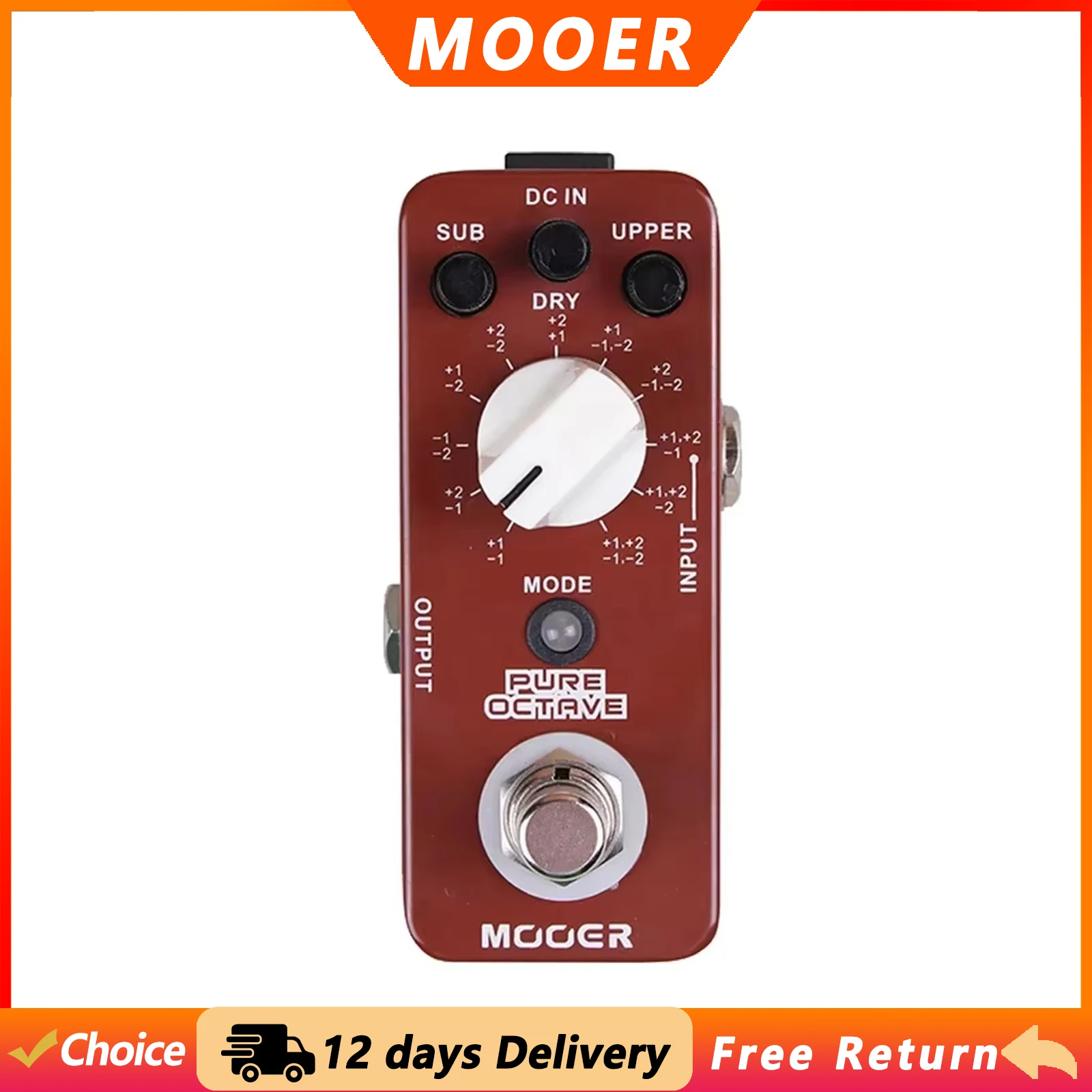 MOOER Guitar Pure Octave Effect Pedal 11 Octave Modes True Bypass Metal Shell Pedal Electric Guitar Parts & Accessories