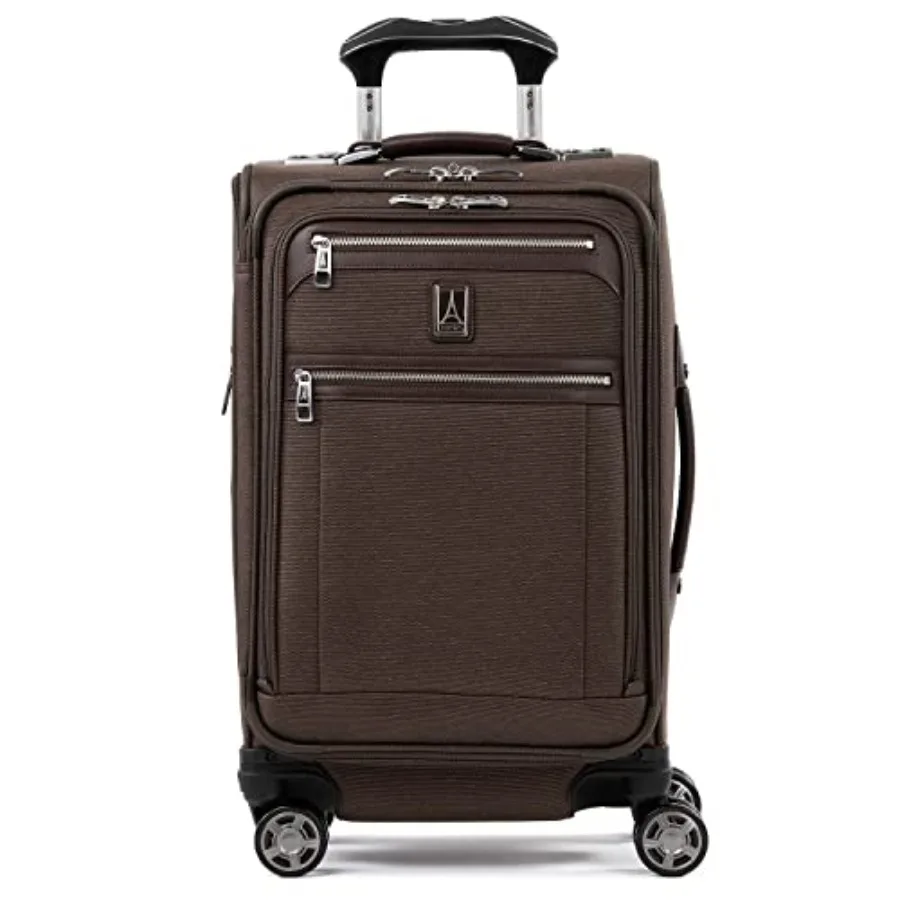 

Carry-on luggage for travel, lightweight polyester, platinum gray, 8-wheel spinner with USB port and suiter compartment