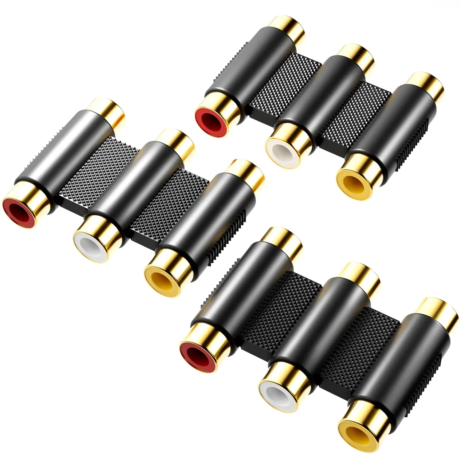 

Gold Plated 3-RCA Female to Female Jack Coupler Adapter White Red Yellow Audio Video Av Cable Connector for TV VCD DVD Player