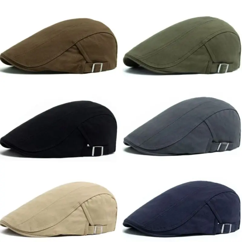

Four Seasons Twill Beret Solid Color British Retro Workwear Duckbill Cap Front and Back Plain Forward Hat