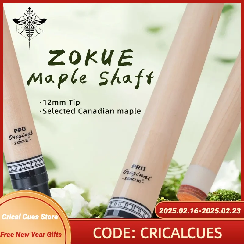 ZOKUE Carom Stick drewniany pojedynczy wałek z końcówką 12 mm 71 cm długości North American Hard Maple na 3 poduszki Profesjonalny cue Carom
