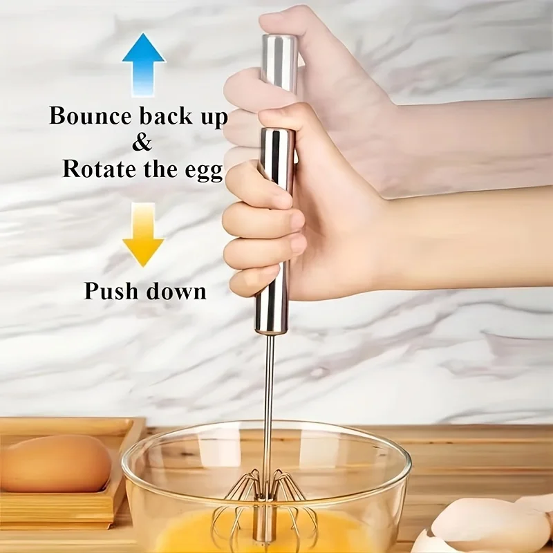 Home rotary mixer, stainless steel semi-automatic mixer, hand press mixer, kitchen baking tool