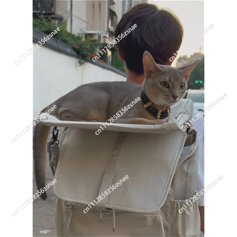 Cat Standing Shoulder Bag Outdoor Socialization Cat Bag Shoulder Seat Pet Backpack Breathable Angle Adjustment Waist Protection
