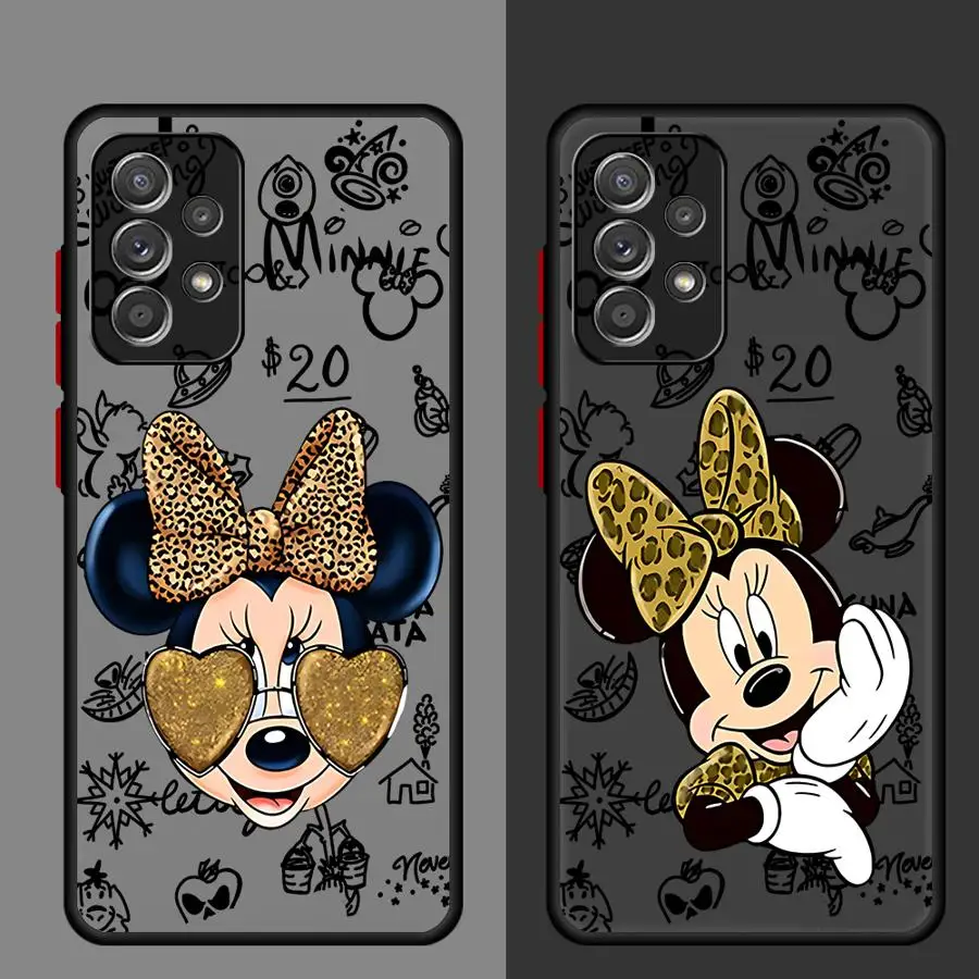 Disney Leopard Print Minnie Phone case for Samsung Galaxy A10 A20 A30 A50 A70 A01 A02 A03 A04 A05 S e Core soft funda cases