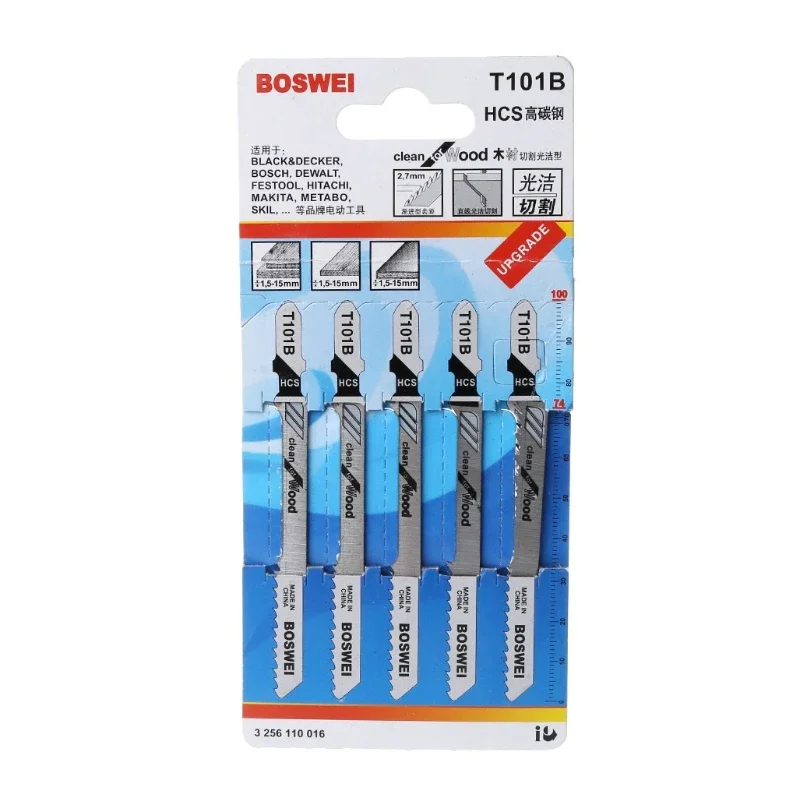 5 ชิ้น T101B HCS 100 มิลลิเมตรจิ๊กซอว์ใบมีดทำความสะอาดสำหรับไม้ T-Shank Jig