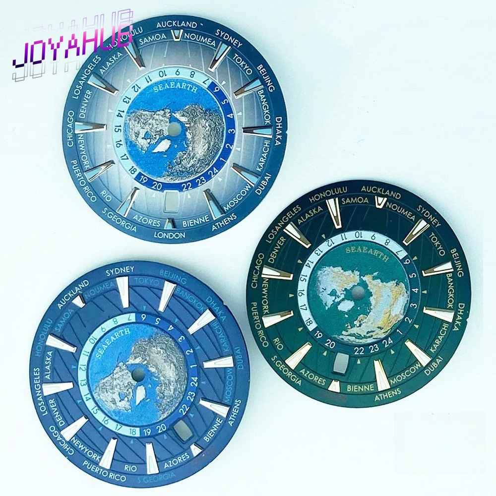 Custom LOGO Exquisite 33.5mm Blank Watch Dial Green Luminous Calendar for NH35/NH36 Movement Watch Modification Accessories OEM