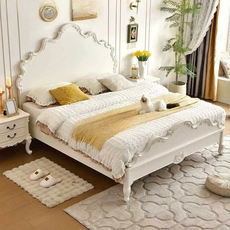 

Ja American rural neoclassical carved solid wood bed light luxury European French princess bed