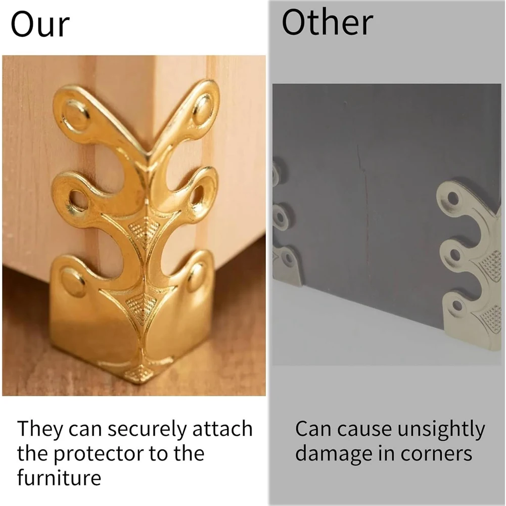 ABZV-10pcs Baseboard Corner Protectors-Brass Skirting Board Corner Protectors,Decorative Protector Cover,for Table Cabinet