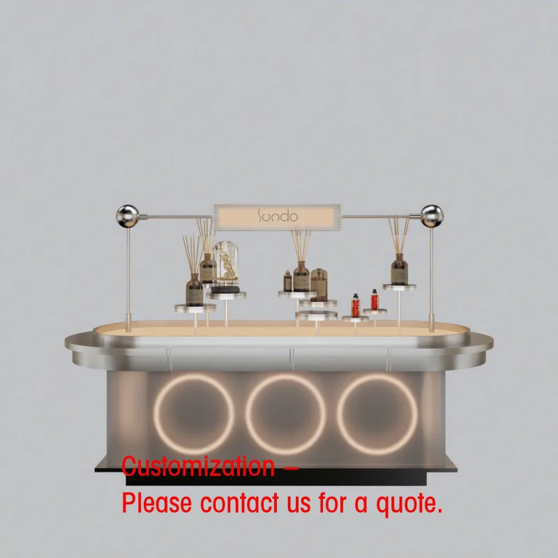 custom.Minimalist Style Perfume Decoration Counter Sturdy  Fragrance Showcase Metal Display Racks LED Furniture Interior D