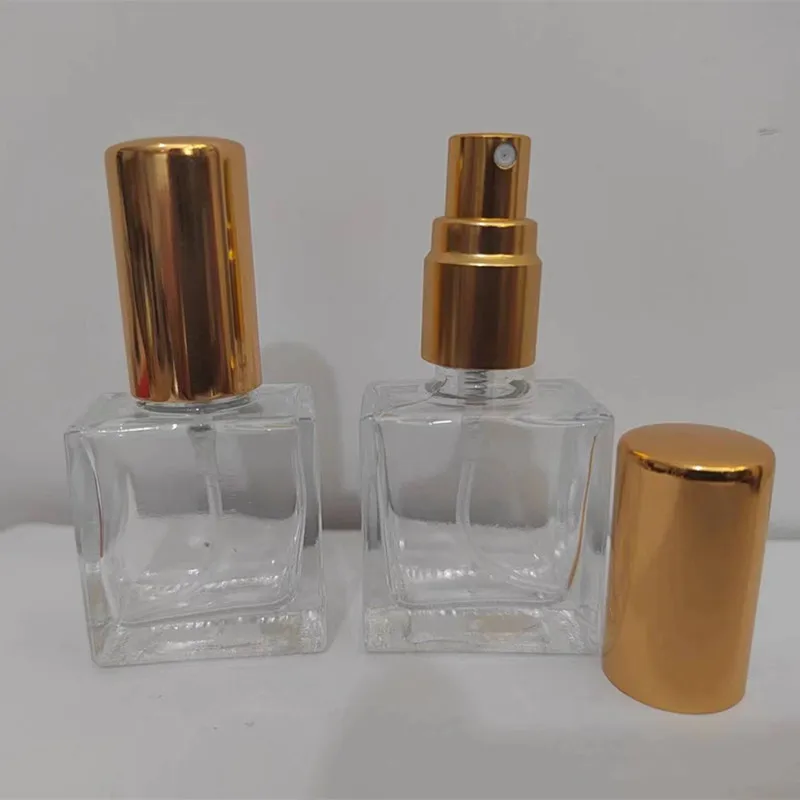 Botella de Perfume vacía, atomizador de vidrio plano cuadrado transparente, contenedor de cosméticos portátil, botella de viaje, 10, 30, 50 piezas,