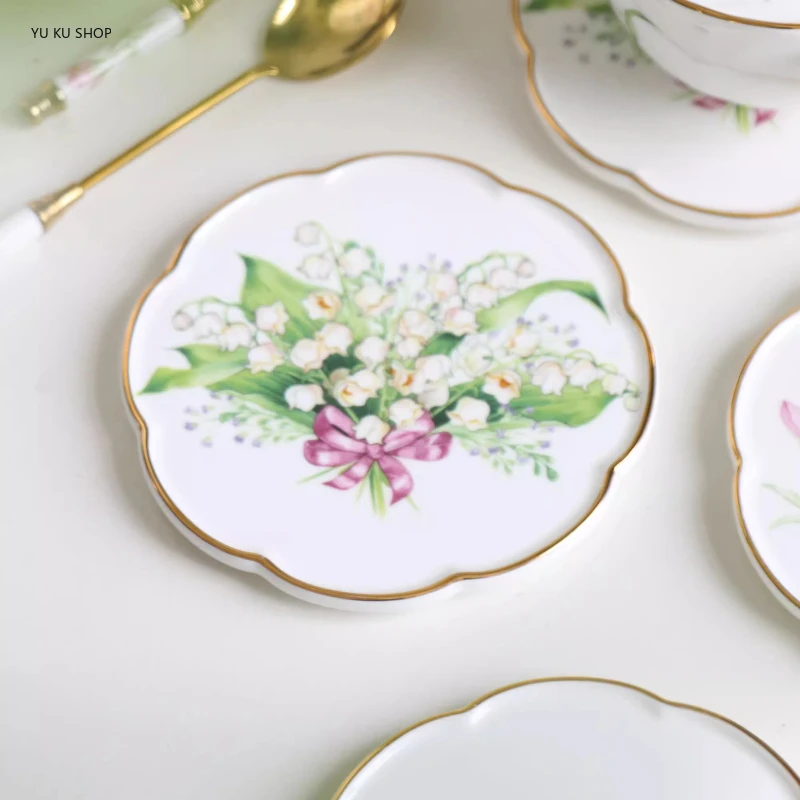 European Coasters English Afternoon Tea Coffee Coasters Tea Holders Household Mats Pads Table Decoration Accessories New Arrival