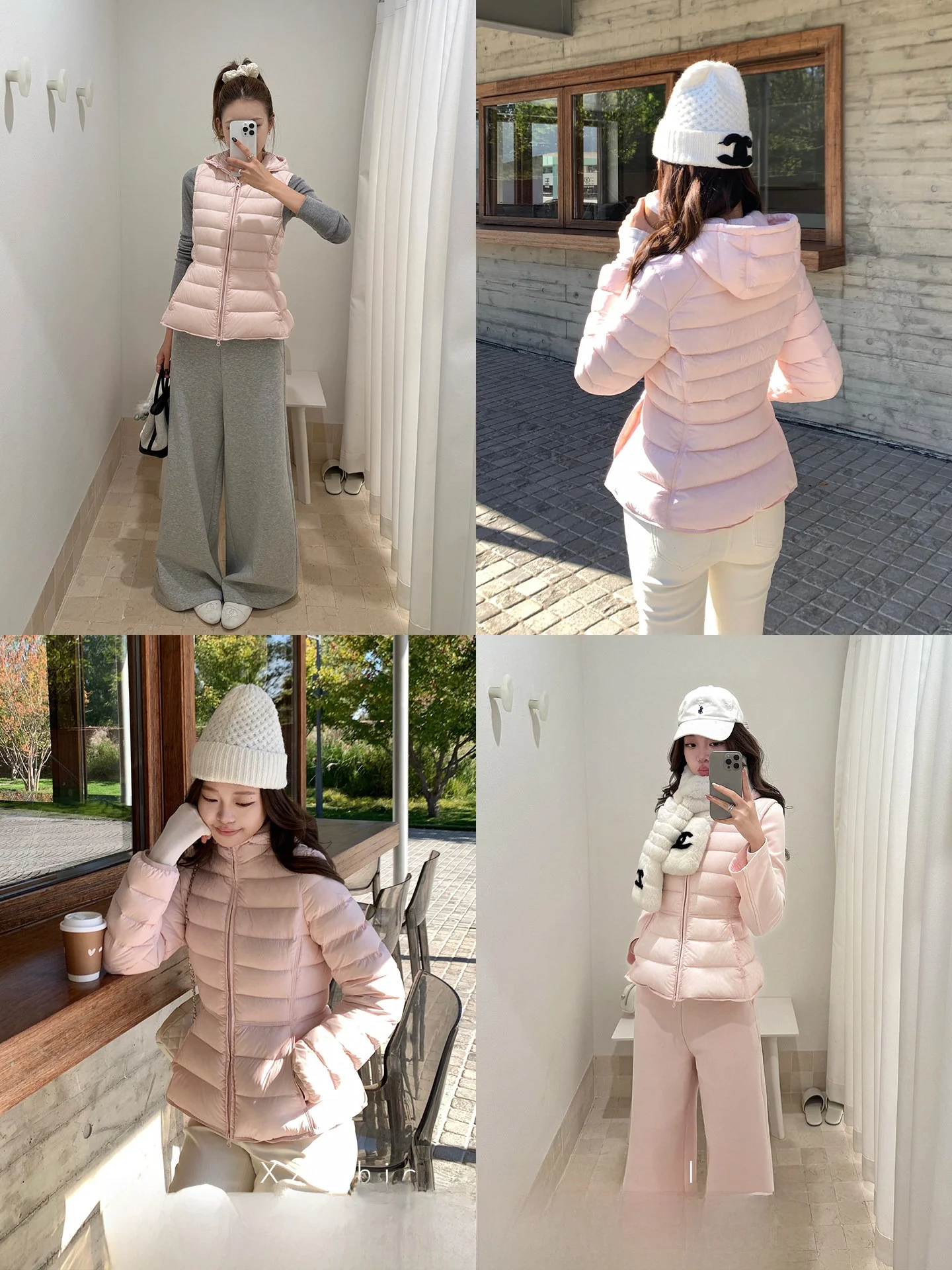 

Xzichic90 Women's Quilted Padded Vest Hooded White Du down Jaet Warm Winter Outerwear Non-Feather Fabric Waist-Cinching