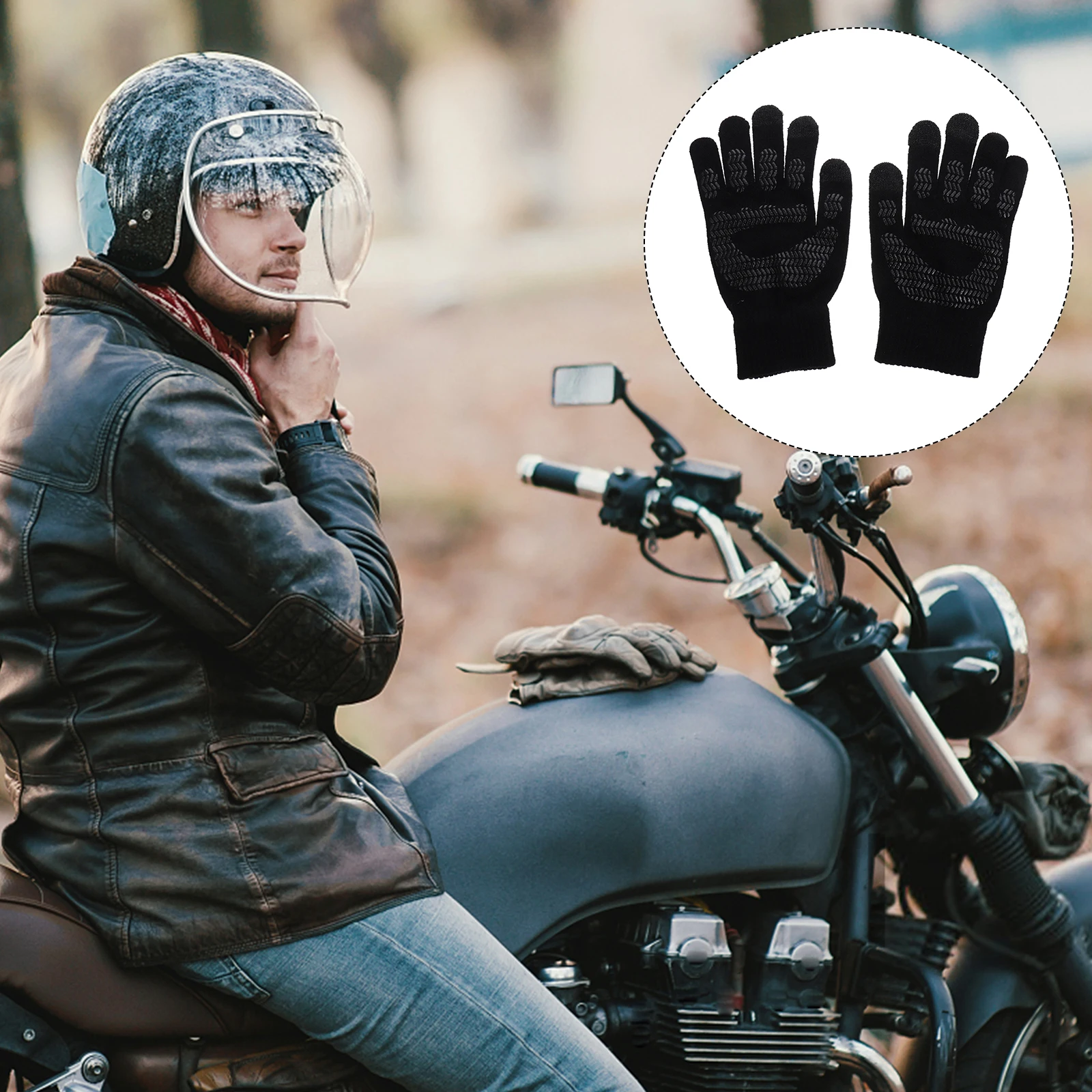 1 زوج قفازات الشاشة كامل الاصبع محبوك لشتاء الخريف القيادة المضادة للانزلاق بسط للجنسين هدية قفازات شاشة لمس