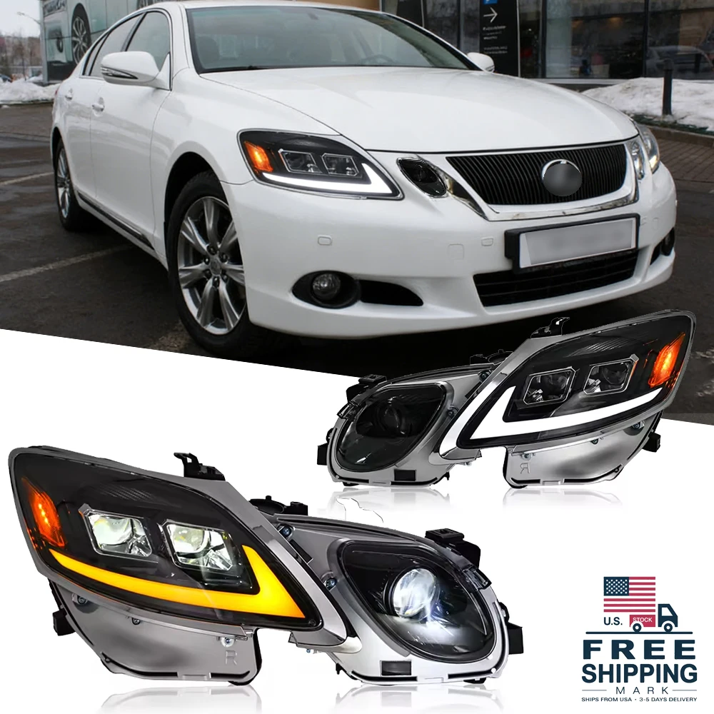 

Для Lexus GS300 2004-2012: Новые светодиодные фары в сборе с эффектом запуска, линзами-проекторами и аксессуарами для автомобиля