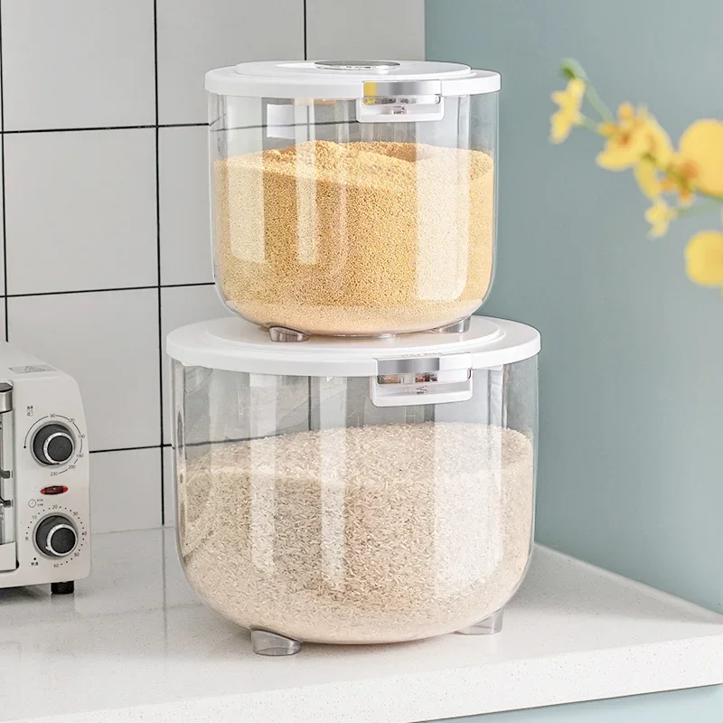 Household Transparent Insect and Moisture Proof Sealed Rice Bucket Large Capacity Grain Storage Tank Rice Storage Box