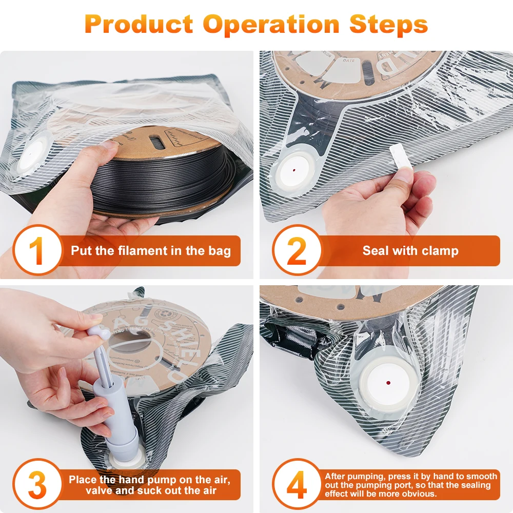 1-30 كيسًا محكم الغلقًا بالفراغ، مزود بمضخة هواء، متوافق مع مواد PLA/ABS/TPU، ومناسب لتخزين خيوط الطابعة ثلاثية الأبعاد #6