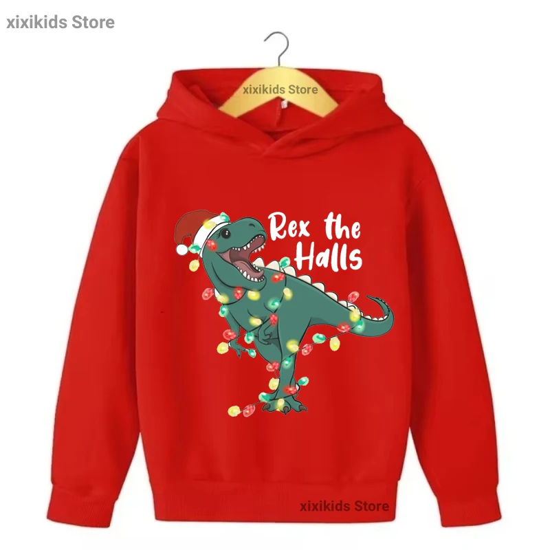 

New Christmas Wine Glasses Printed Cap Hoodies Girls/Boys Dinosaur/Car/Santa Claus Kids Clothes Fashion Plus Velvet Sweatshirt