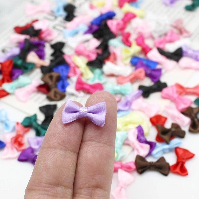 50/100pcs 10mm-20mm Small Satin Ribbon Bows Flower ribbon bows Craft Kid\'s cloth Wedding Party Sewing DIY Decorations