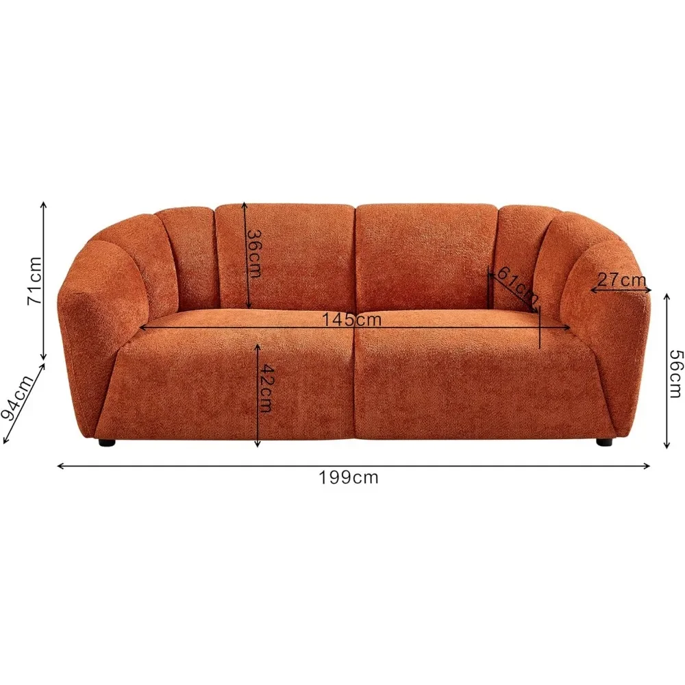 2Seats Teddy Fleece Boucle Freestanding Loveseat Sofa Modern Comfy Leisure Couch With Tufted Back, Oversized Sleek Curved|