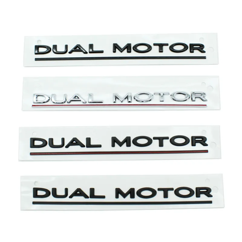 1pc 3D Dual Motor Logo Underline ABS Car Trunk Rear Lid Emblem Sticker Decoration for Tesla Model 3 S X Y Accessories