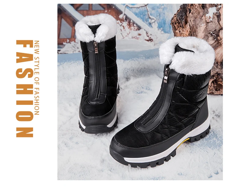 Winterweiße Damenstiefel, dicke Sohle, Baumwollschuhe, warmes Plüschfutter, rutschfest, bequeme Outdoor-Schneestiefel, Botas Mujer – Detail 18