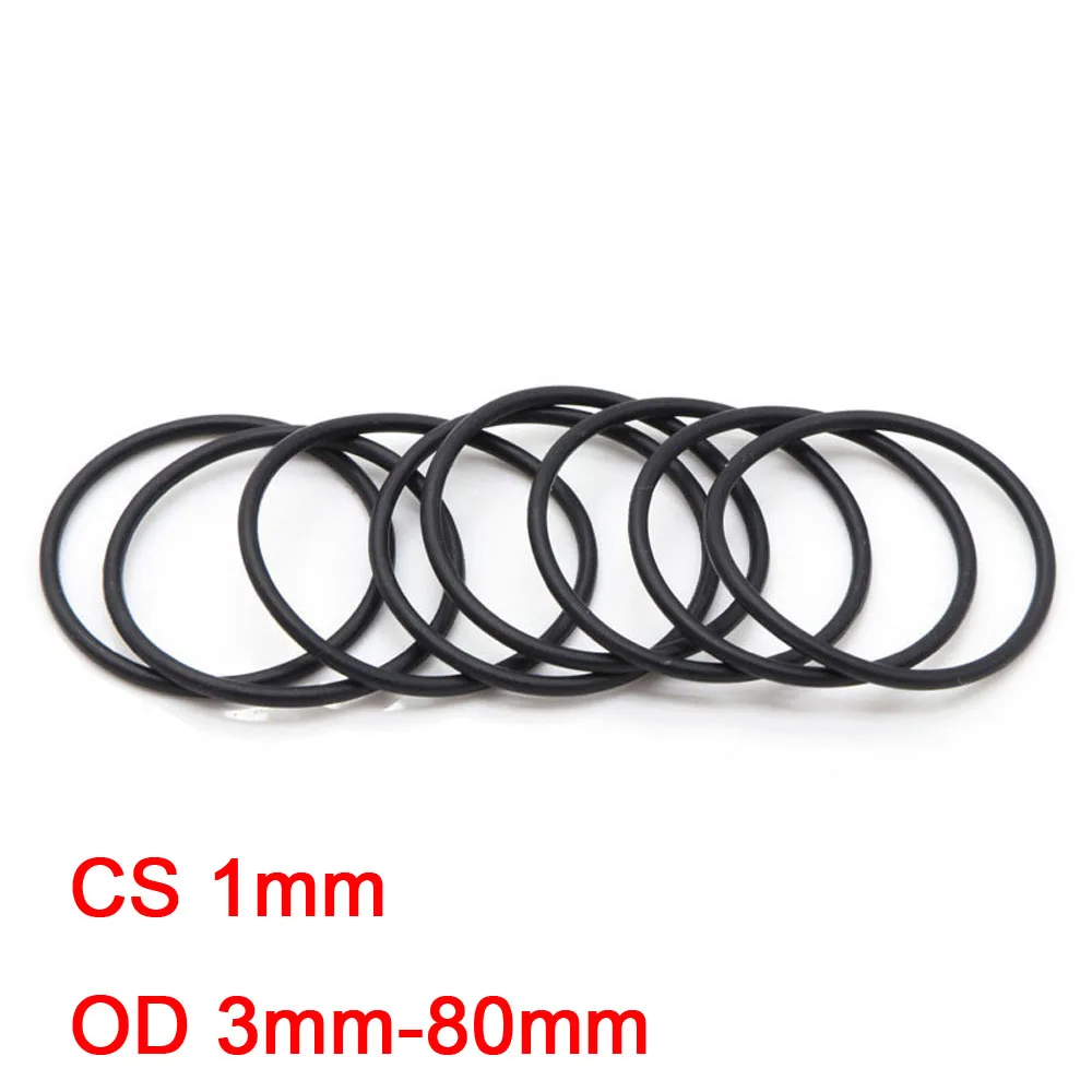 

10pcs Black NBR O Ring Seal Gasket Thickness CS 1mm OD 3mm-80mm Nitrile Rubber O-Ring Waterproof Oil Resistant Sealing Washer