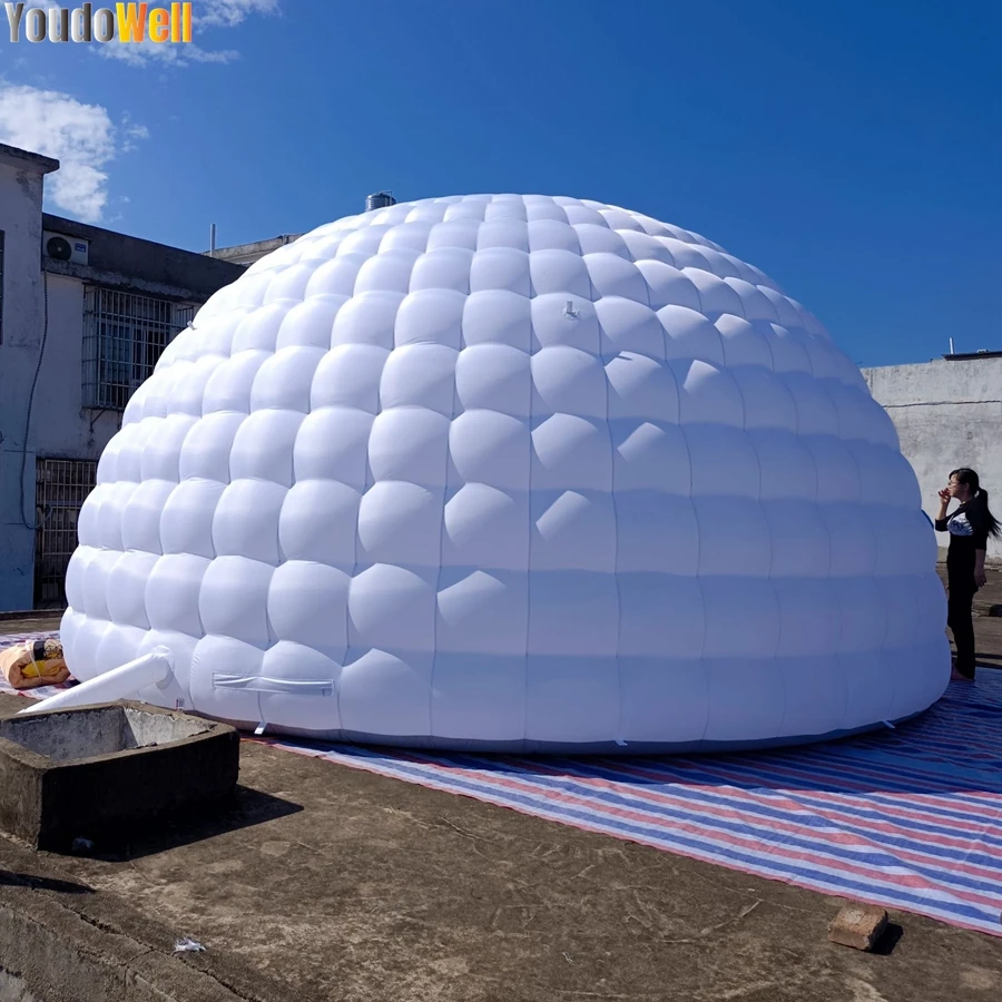 Tenda inflável personalizada da abóbada, 6 m no diâmetro, apropriado para partidos, promoção do desconto, branco, mel, terminado, uma porta usada para partidos