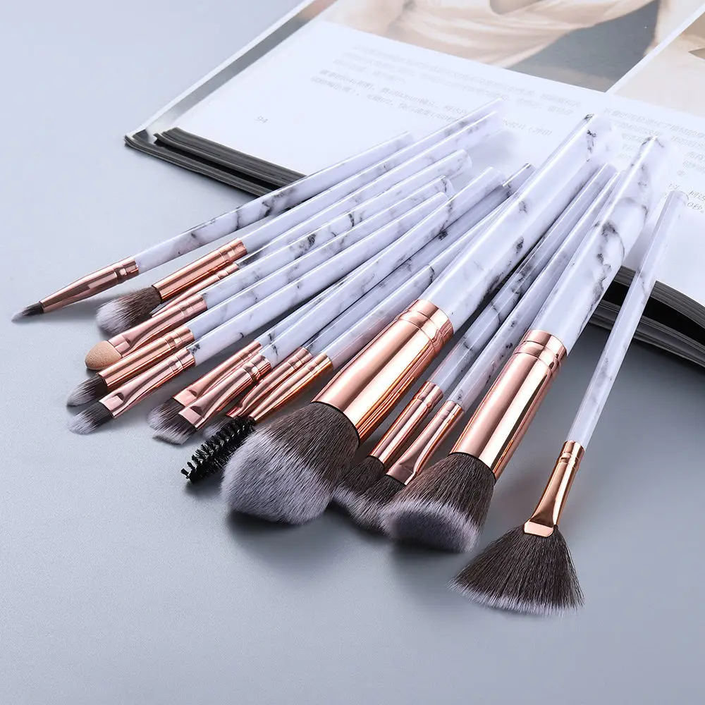 15pcs Marble makeup brushes set powder brush eye shadow brush eyelash brush fan brush set make up brushes makeup tools