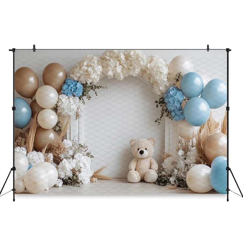 Mocsicka 誕生日写真背景レインボーバルーンパーティー用品装飾子ベビーシャワーの背景バナー Photocall